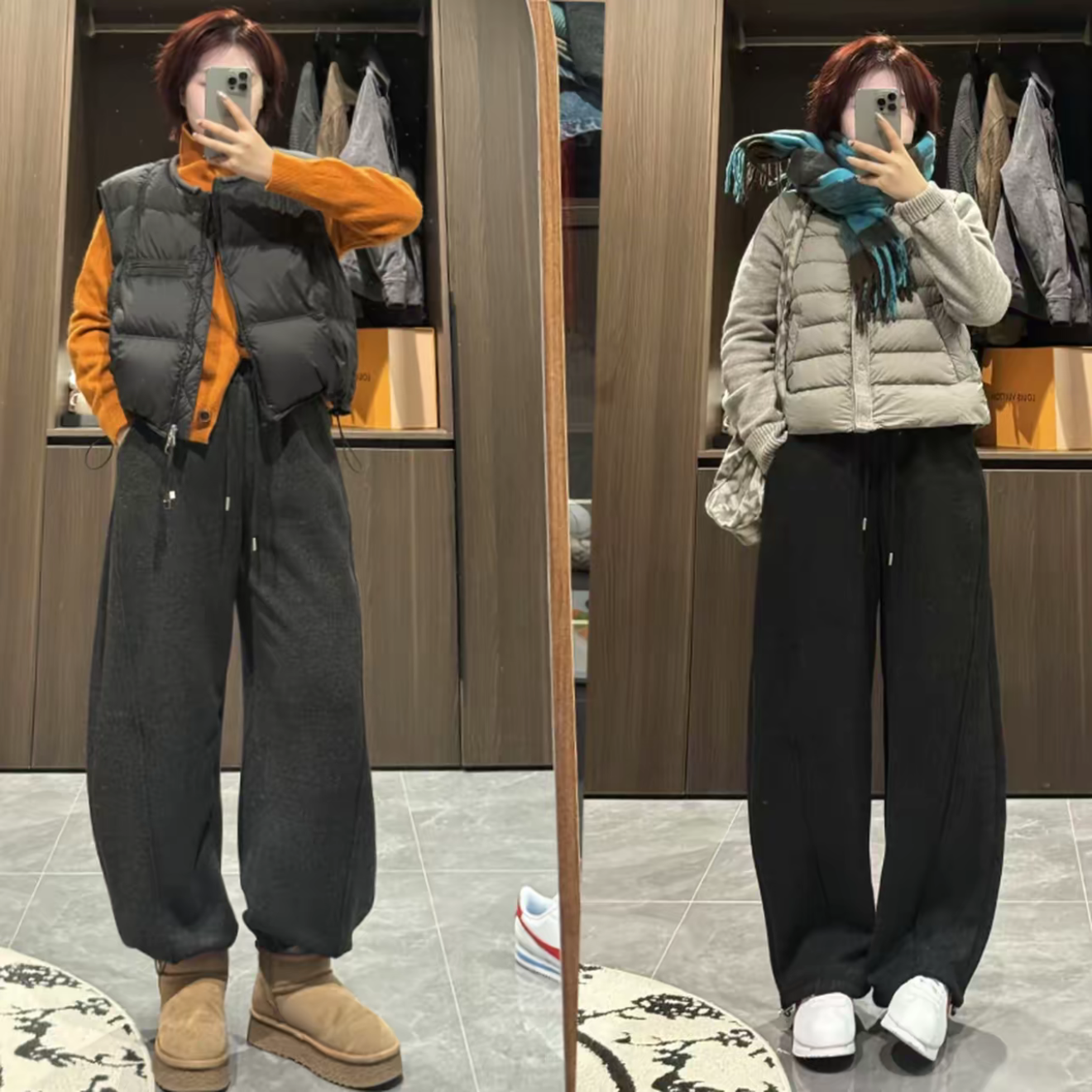 【正版原版+高货品质】毛呢冬加绒加厚阔腿裤女高腰垂感弯刀裤