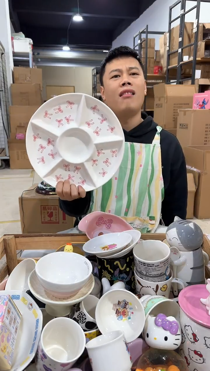 瓷片圆形五格盘 微瑕