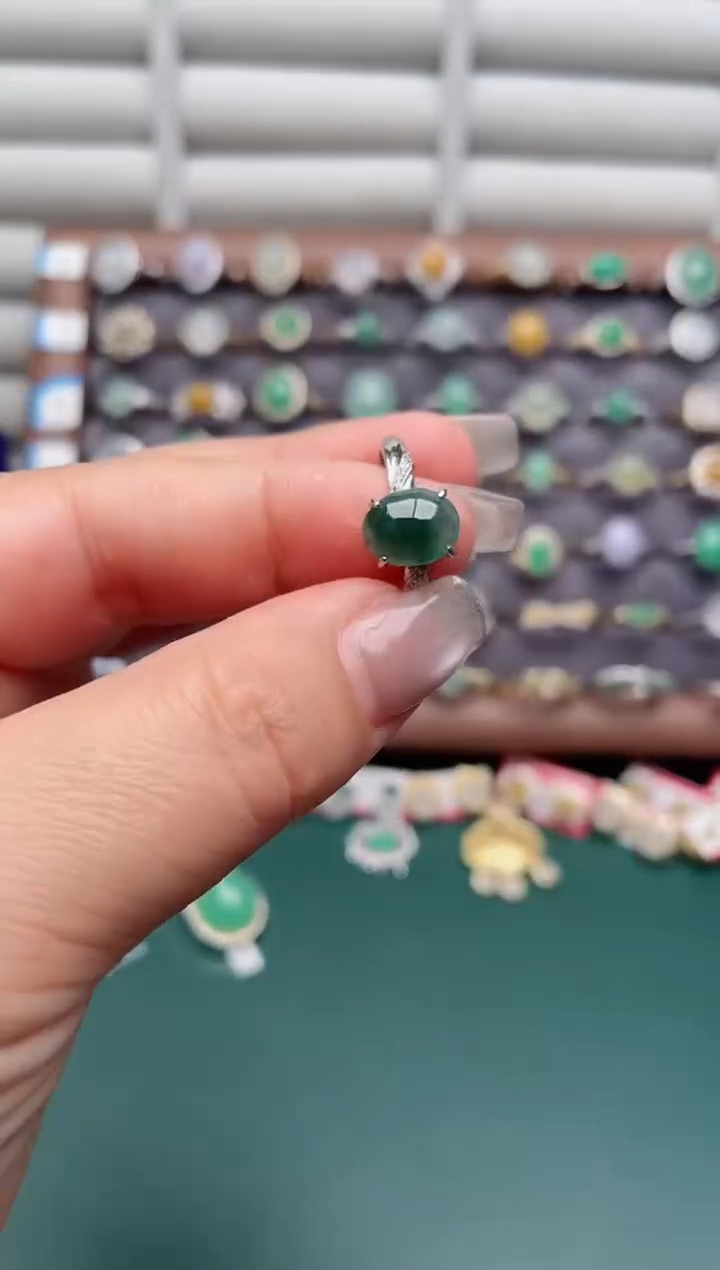 银S925镶嵌戒指翡翠.