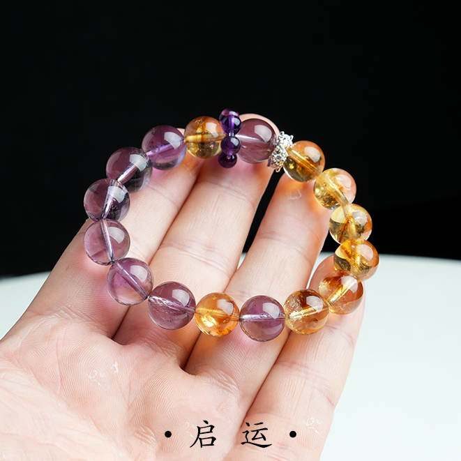 【启运】玻利维亚紫水晶11mm+黄塔晶11mm+紫水晶跑环