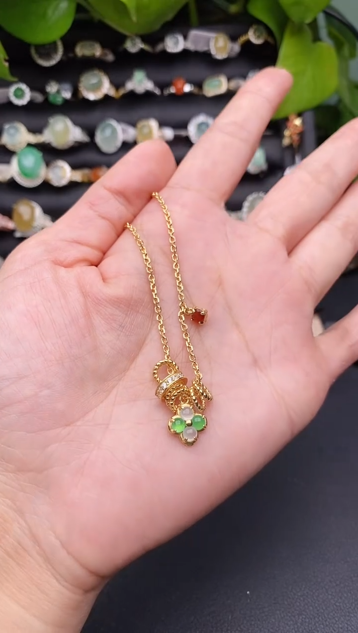 【闪购商品】翡翠戒指银S925镶嵌缅甸天然A货翡翠44   8-