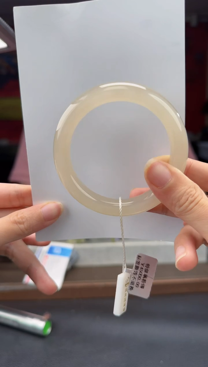 和田玉未镶嵌颈饰藕粉猫手镯53-57