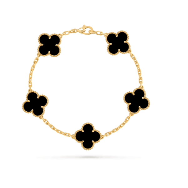 【逸炫珠宝】 18K金 【五花手链】 黑色经典百搭时尚手链