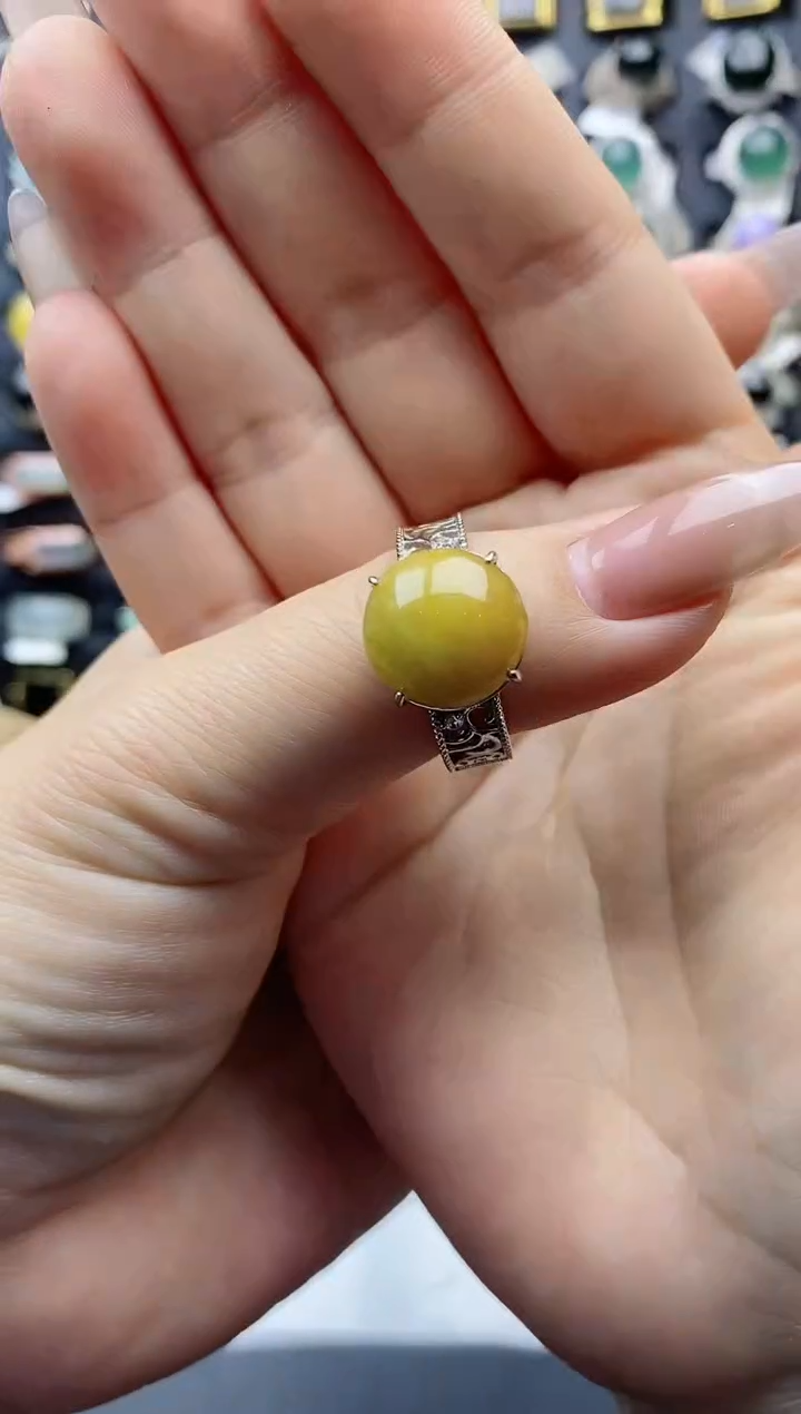 【闪购商品】翡翠戒指银S925镶嵌天然翡翠男戒