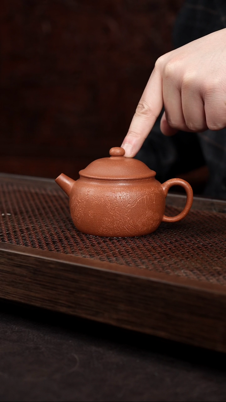 【闪购商品】紫砂茶壶五彩泥刻绘古圆