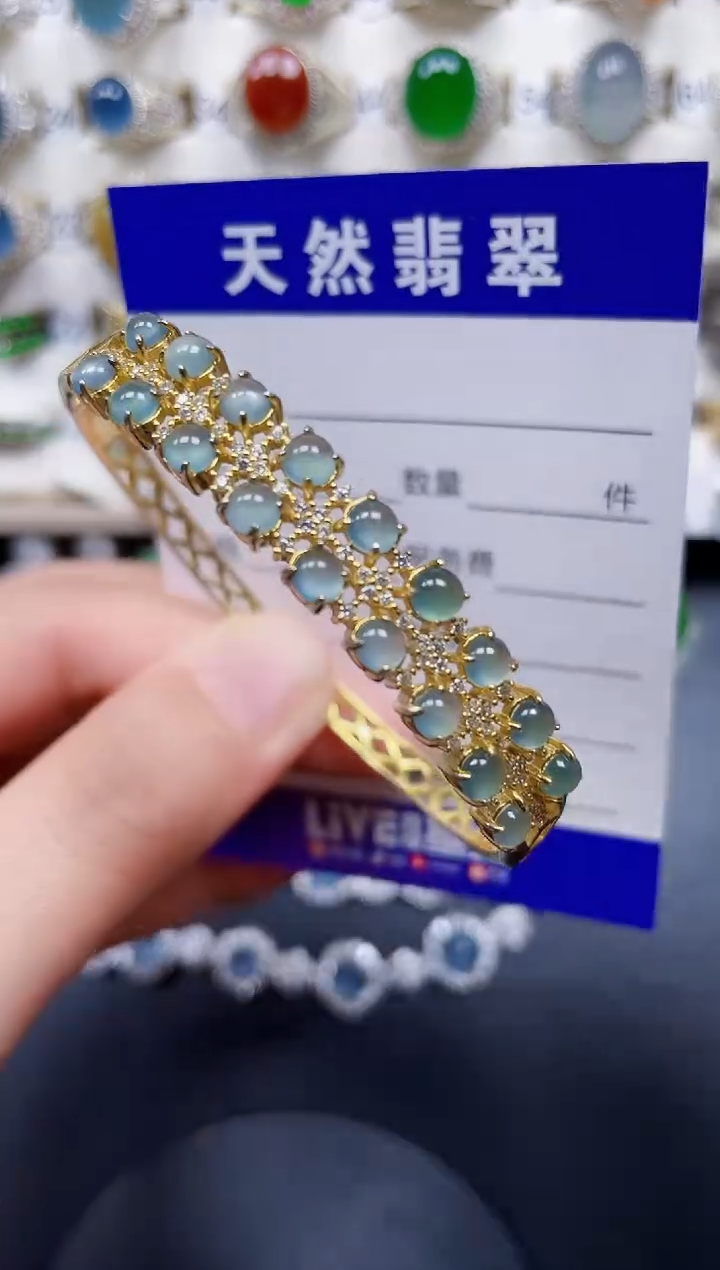 银S925镶嵌手镯翡翠154