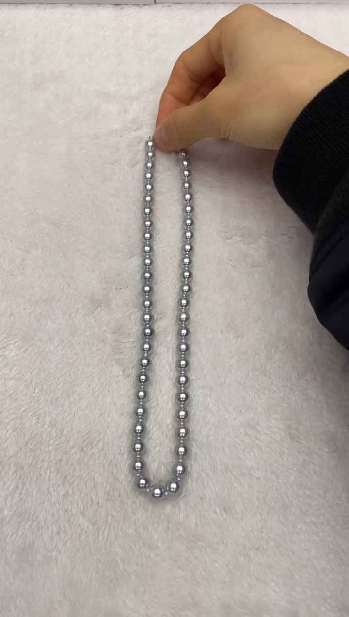 海水珍珠银S925镶嵌项链AK真多麻7-8mm（多样性发一）