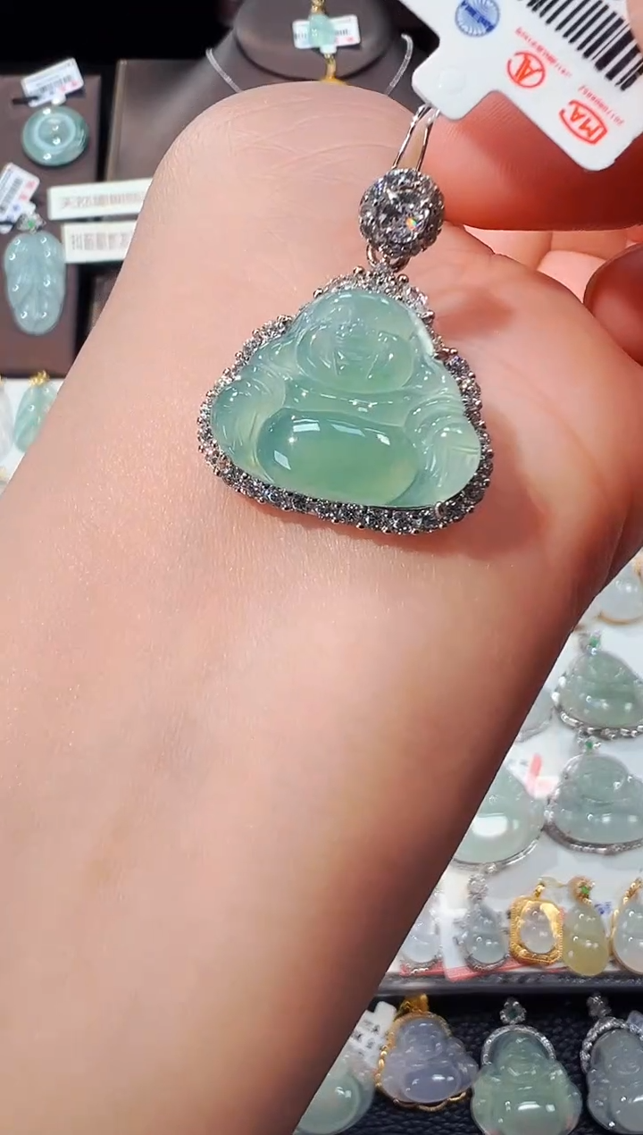 【闪购商品】翡翠吊坠(不含链)银S925镶嵌佛公吊坠