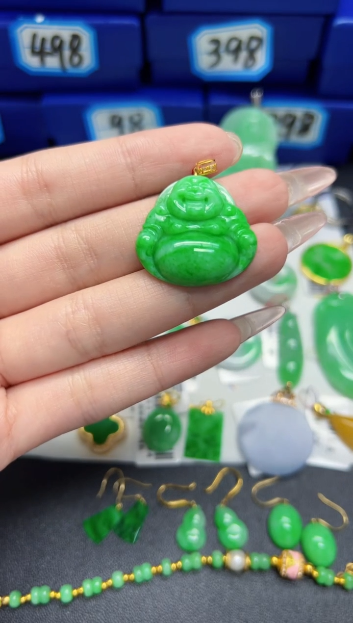 【闪购商品】翡翠颈饰18K金镶嵌Y缅料A货/支持复检/一件