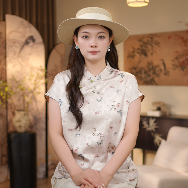 花田予夏 百搭透气新款显瘦设计感上衣3174