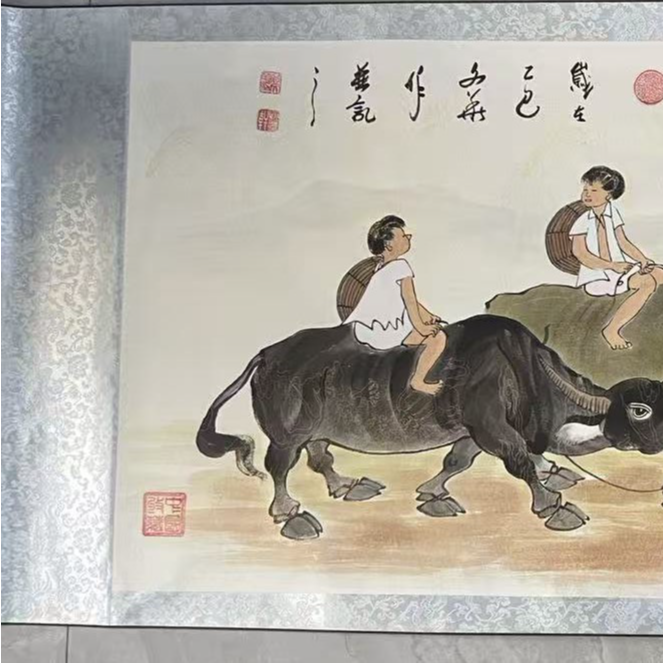 贾文华老师国画手绘作品 暮归图  六尺 横幅