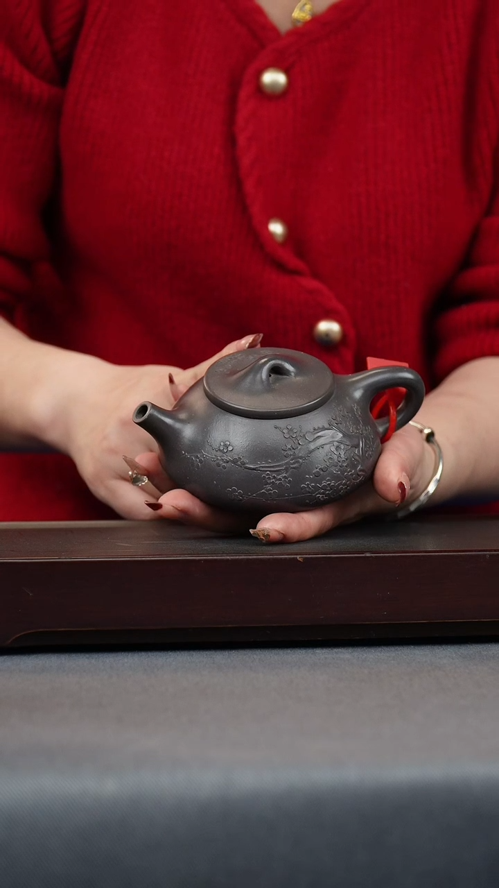 【闪购商品】紫砂茶壶天青 景舟石瓢 堆梅