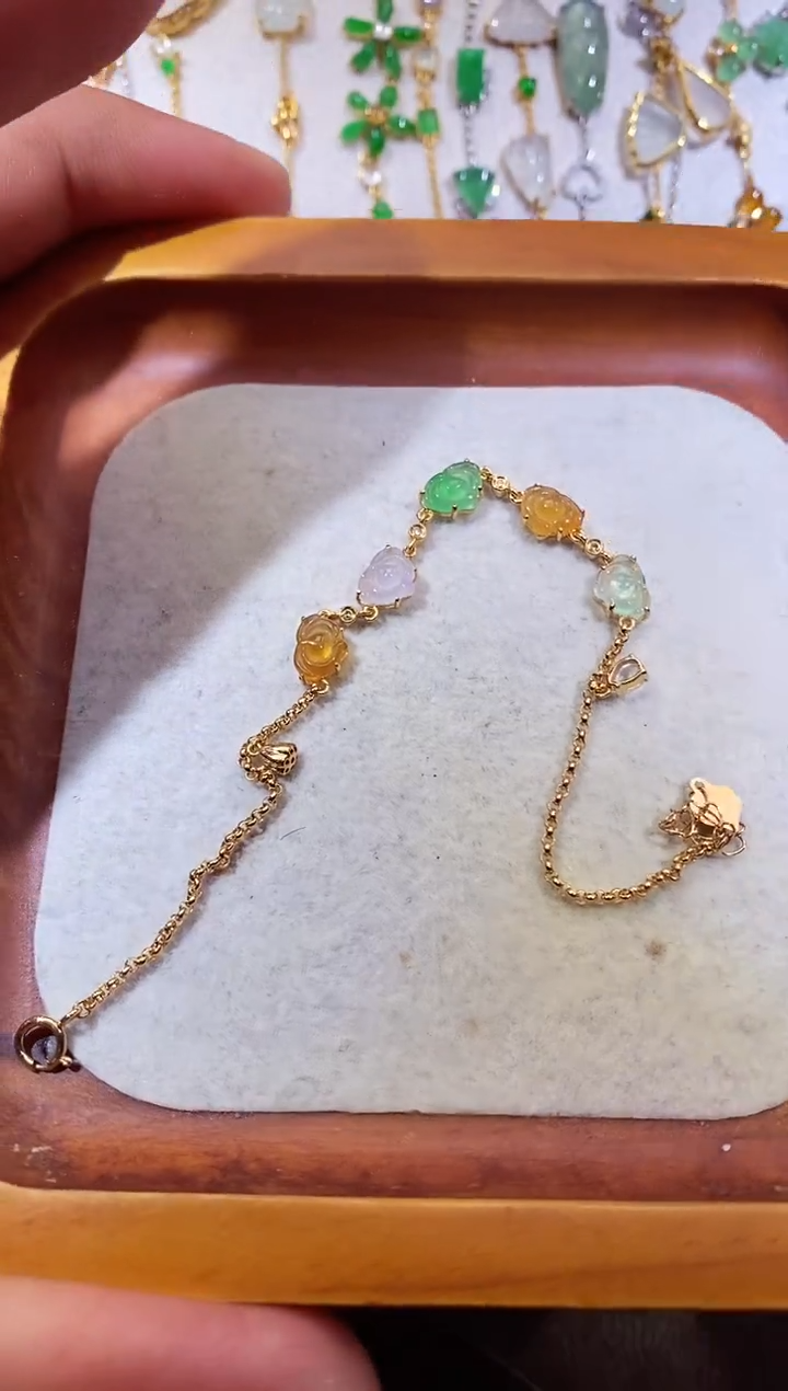 翡翠18K金镶嵌吊坠(不含链)美**人1111111