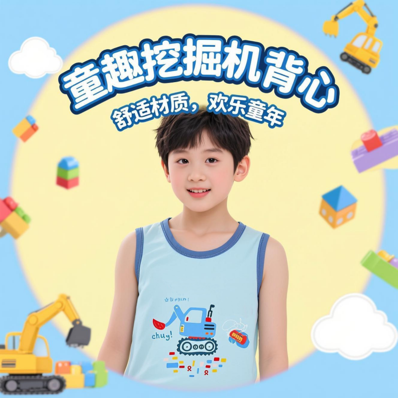 北极绒儿童夏季透气薄款男童背心无袖纯棉宝宝坎肩睡衣女童中大童