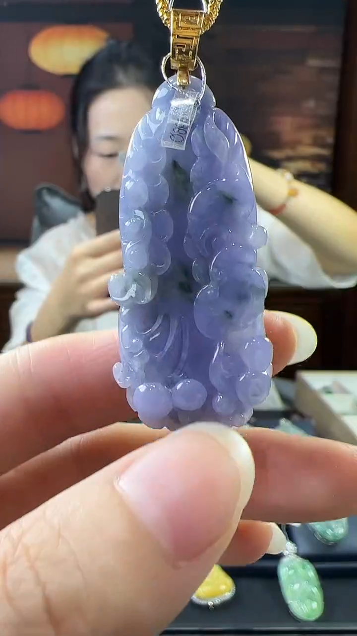 18K金镶嵌挂件翡翠白菜 不含链