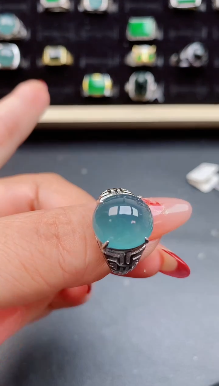 【闪购商品】翡翠戒指银S925镶嵌5080