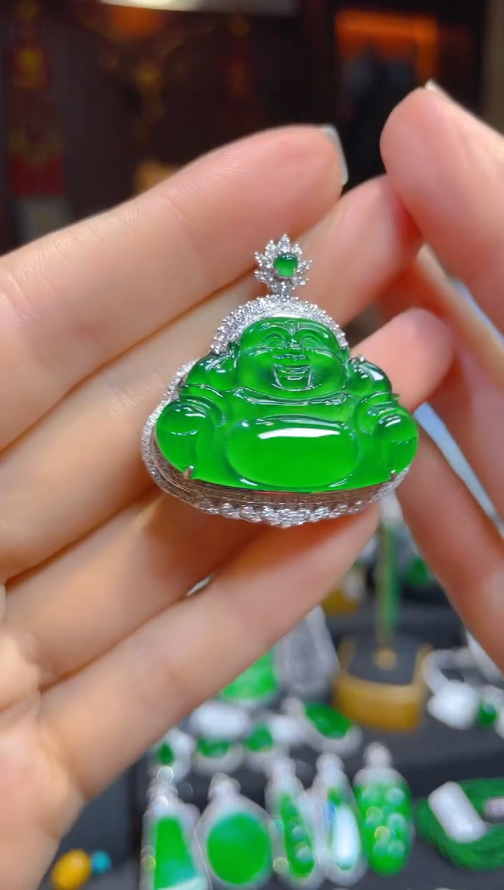 【闪购商品】翡翠颈饰18K金镶嵌120248天然A货翡翠佛公