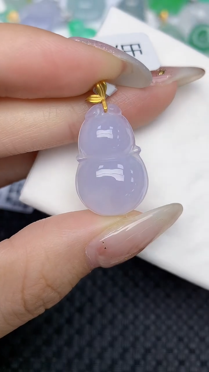 颈饰18K金镶嵌翡翠天然缅甸翡翠a货百元以上9元证书费自理