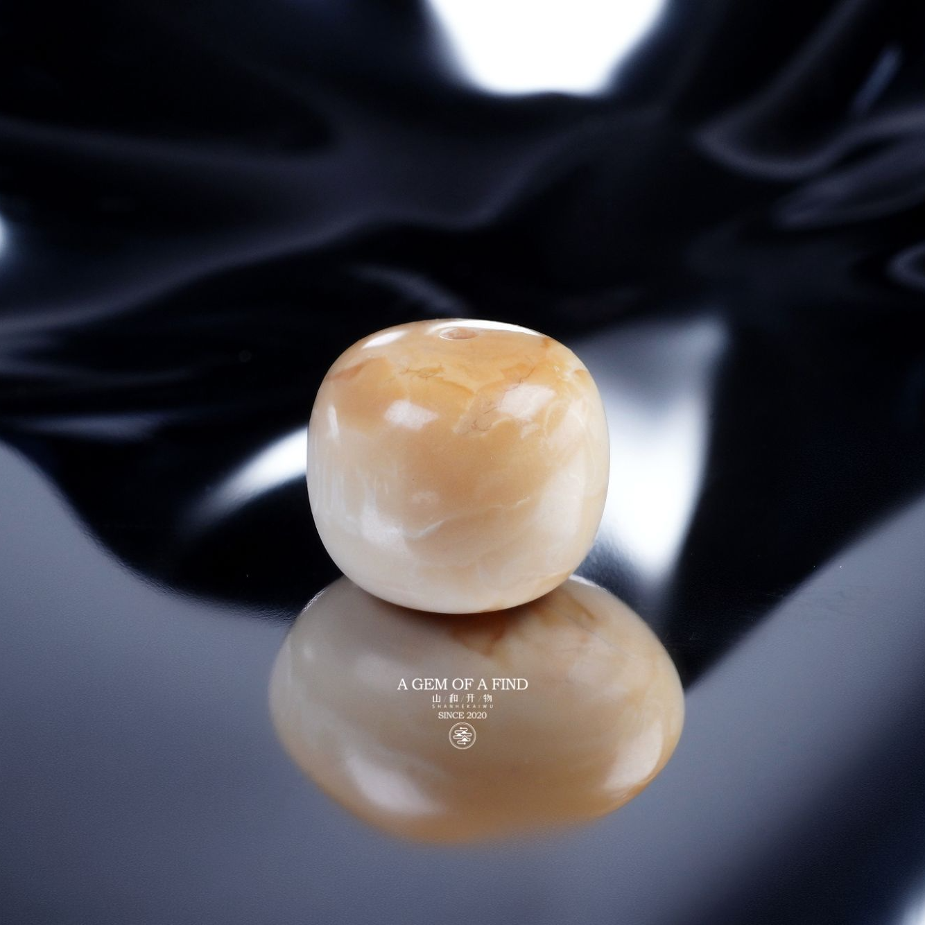 山和开物｜10mm沁色瓷白满蜡顺纹妖花老型文玩配饰 天然琥珀蜜蜡