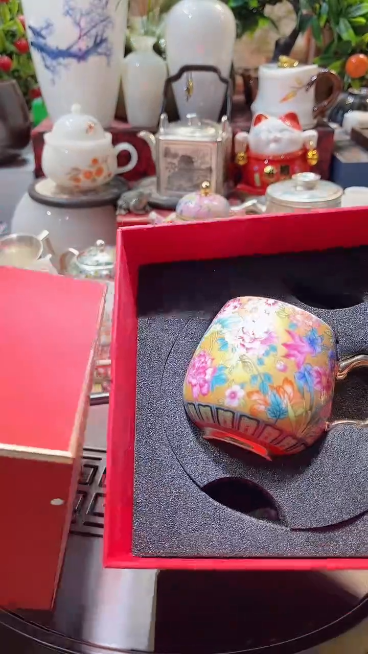 瓷片德艺茶器直播间@@珐琅彩 黄