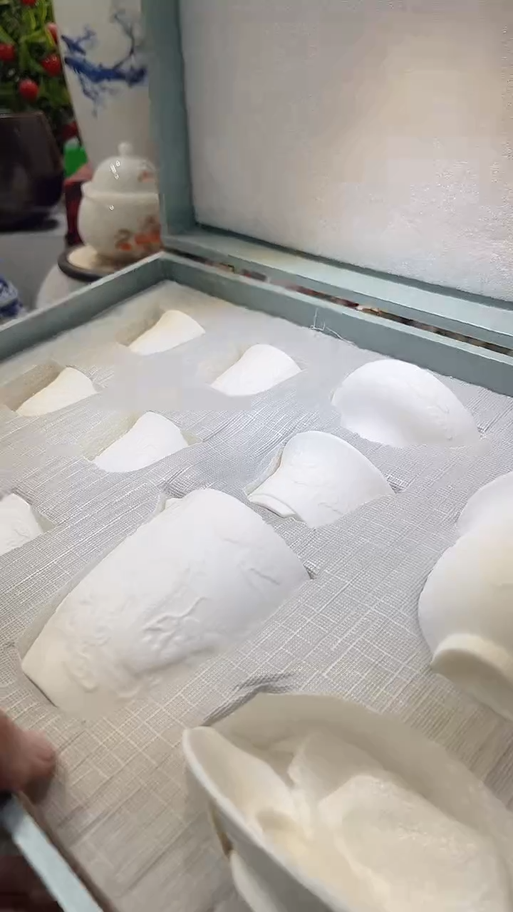 瓷片德艺茶器直播间@@浮雕龙凤套装