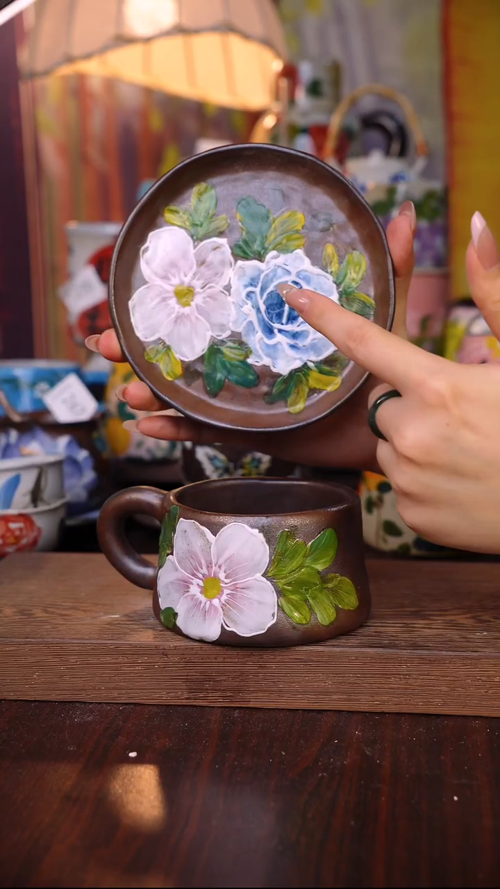 杯子陶泥垚手作 景德镇手工手绘陶瓷器物