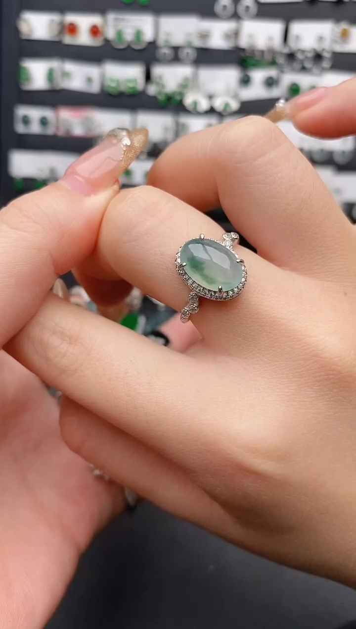 银S925镶嵌戒指翡翠0