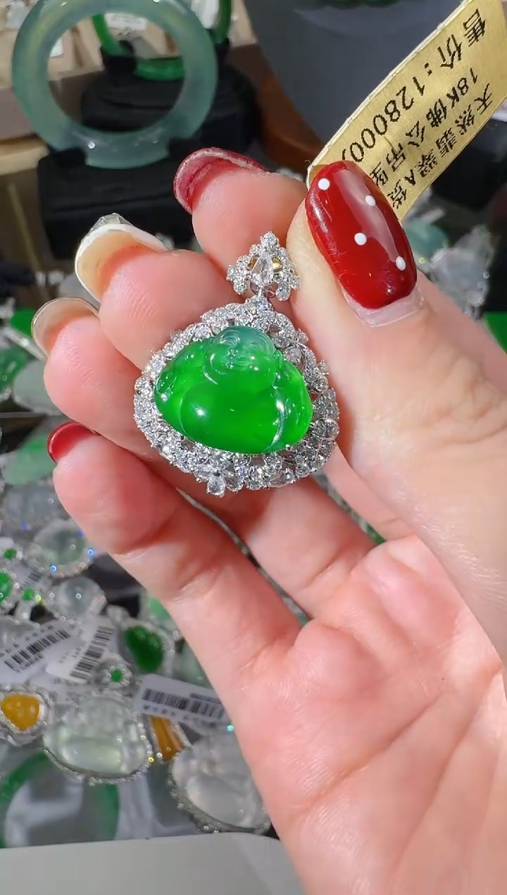 【闪购商品】翡翠颈饰18K金镶嵌佛公