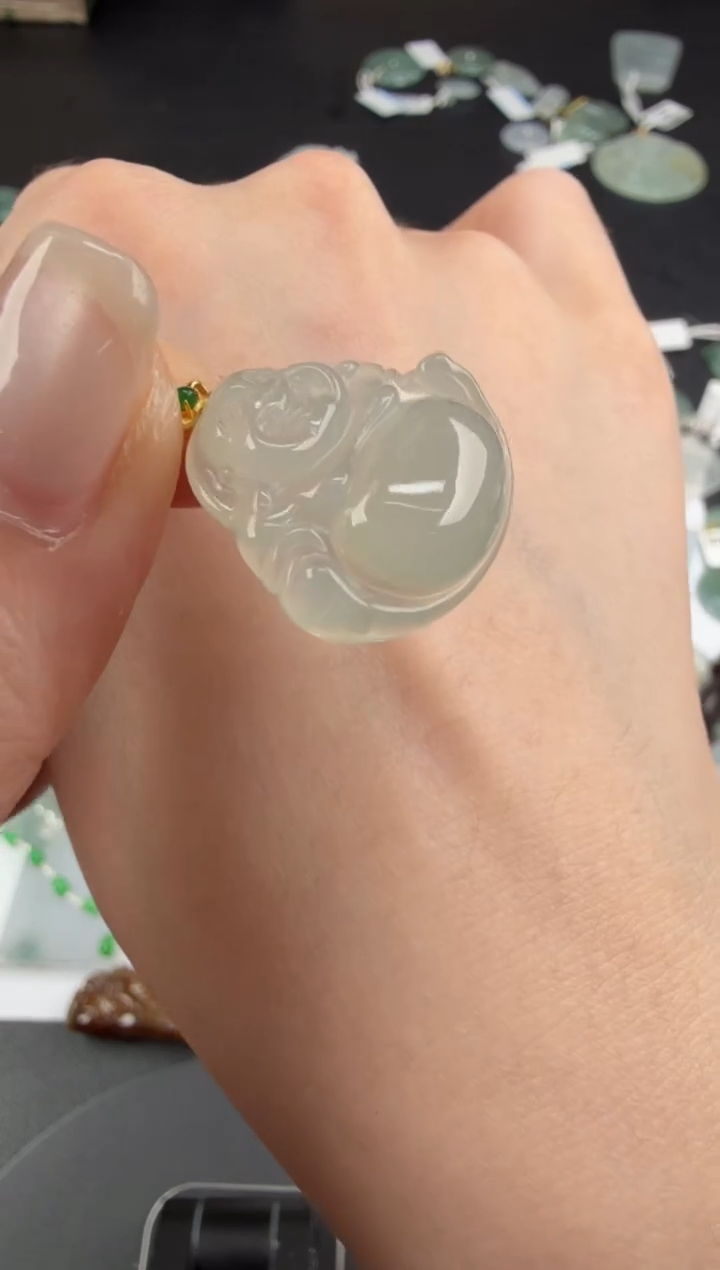 吊坠(不含链)18K金镶嵌翡翠翡翠饰品-263