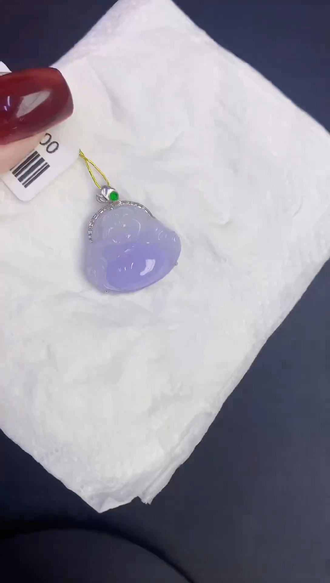 颈饰18K金镶嵌翡翠缅甸天然翡翠A货