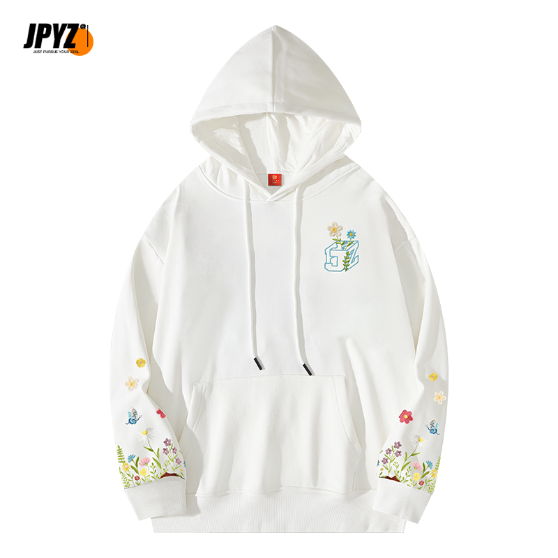 【繁花】2025新款国潮刺绣长袖潮流时尚宽松运动秋冬情侣卫衣-9261