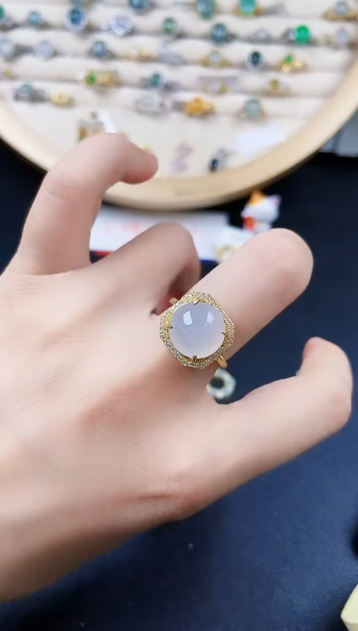 翡翠银S925镶嵌戒指4646456