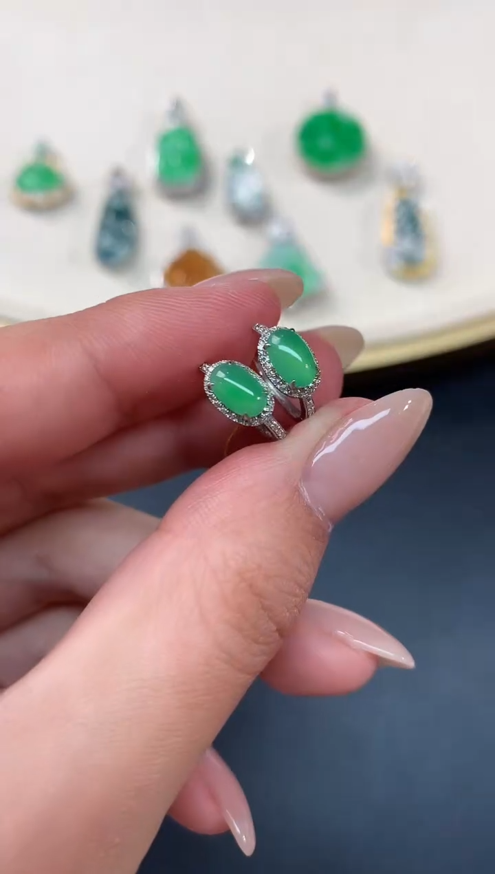 【闪购商品】翡翠耳饰18K金镶嵌A332|2980