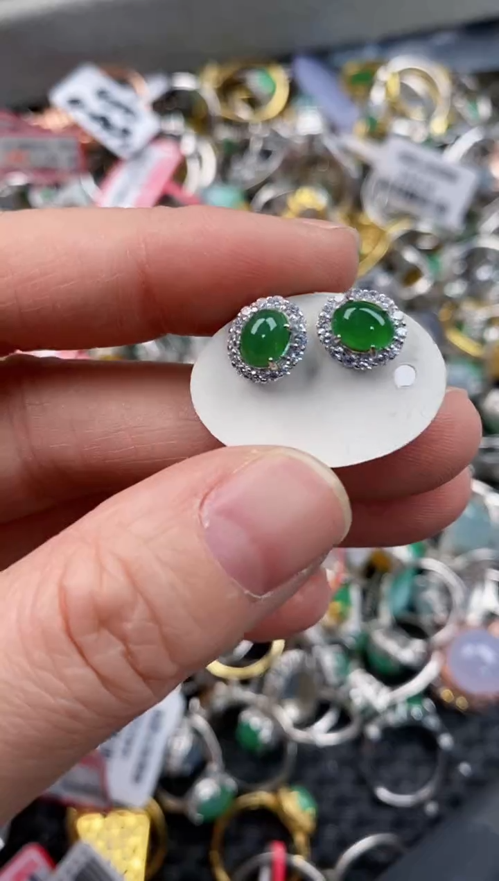 银S925镶嵌戒指翡翠555  10