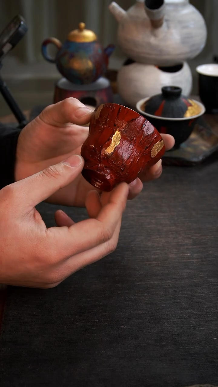 【闪购商品】其他大漆红金杯956小康茶器