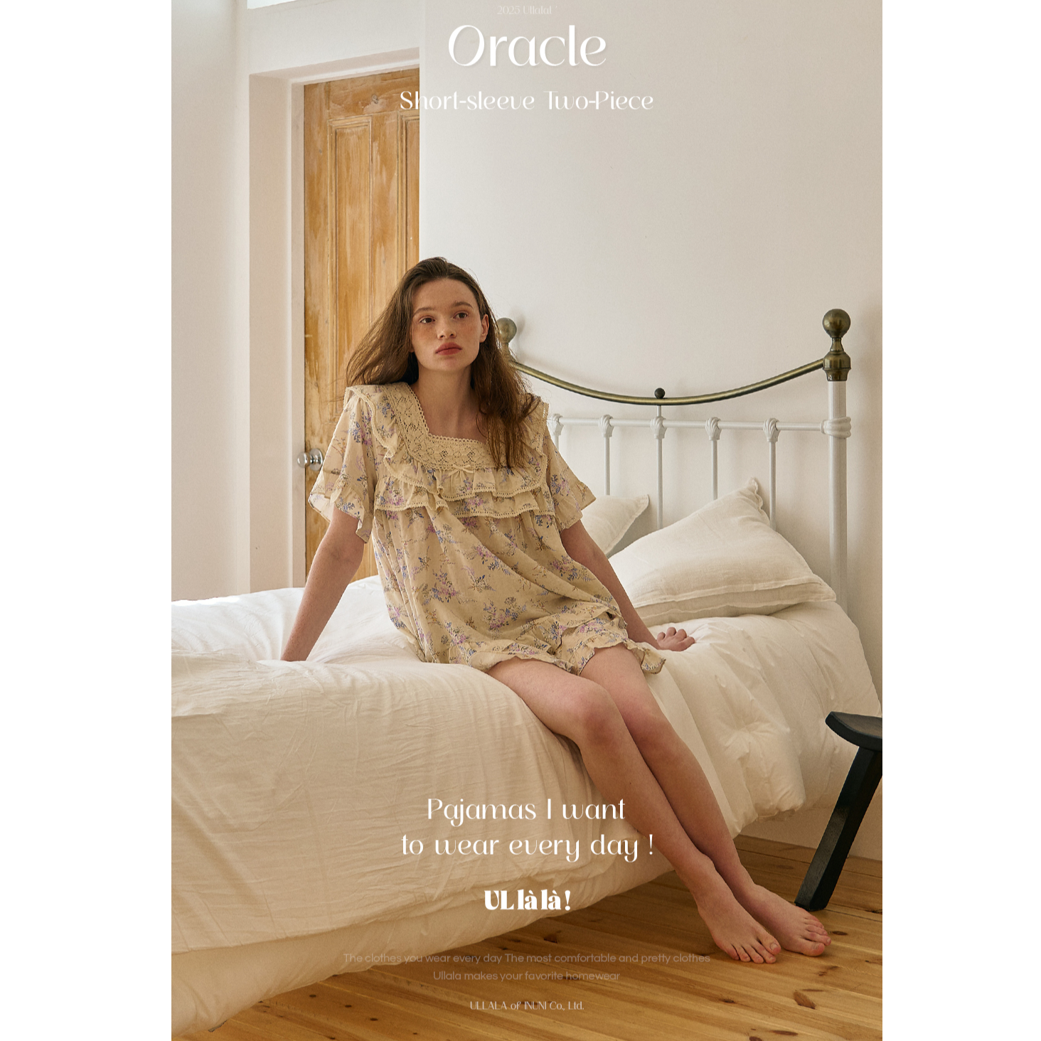 【野子家】韩国UL家/2025夏季短袖方领碎花甜美家居服套装25167