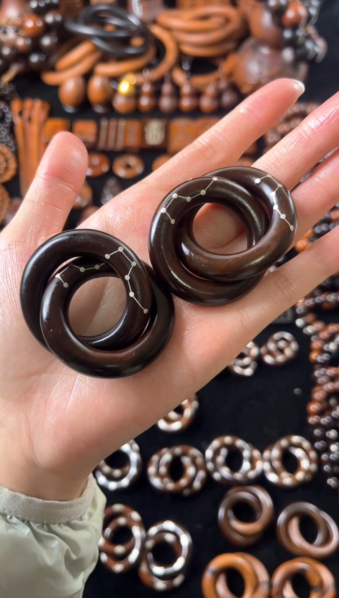 枣木雷击枣木镶银玉化六七星2.5