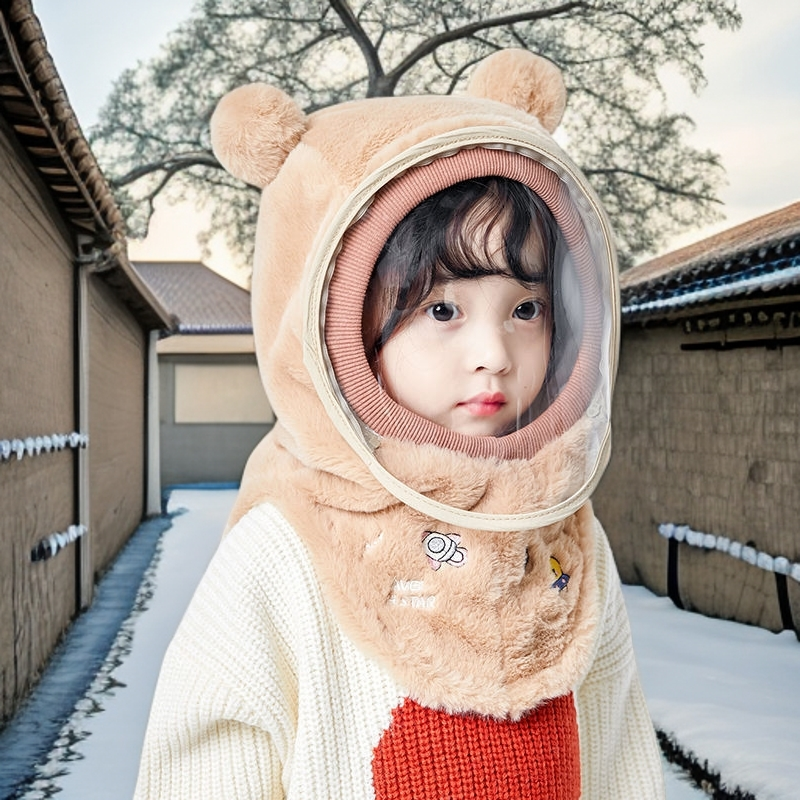 【儿童专用】防风面罩男女童护耳一体套头帽挡风加厚保暖宝宝围巾