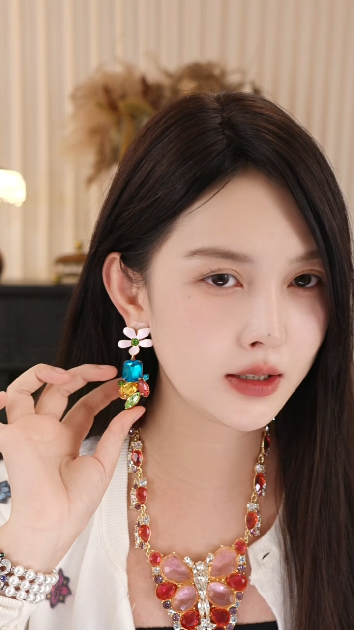 纯铜合金琉璃耳饰