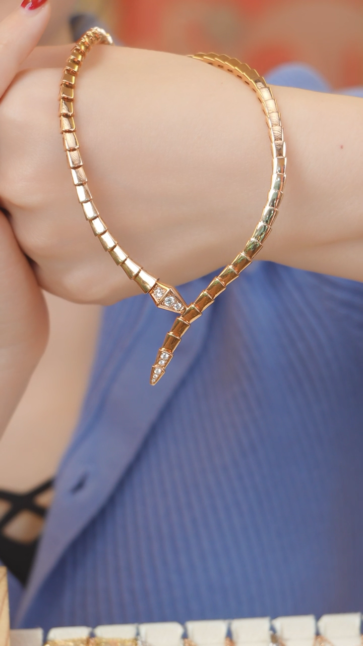 【闪购商品】钻石项链18K金镶嵌蛇骨