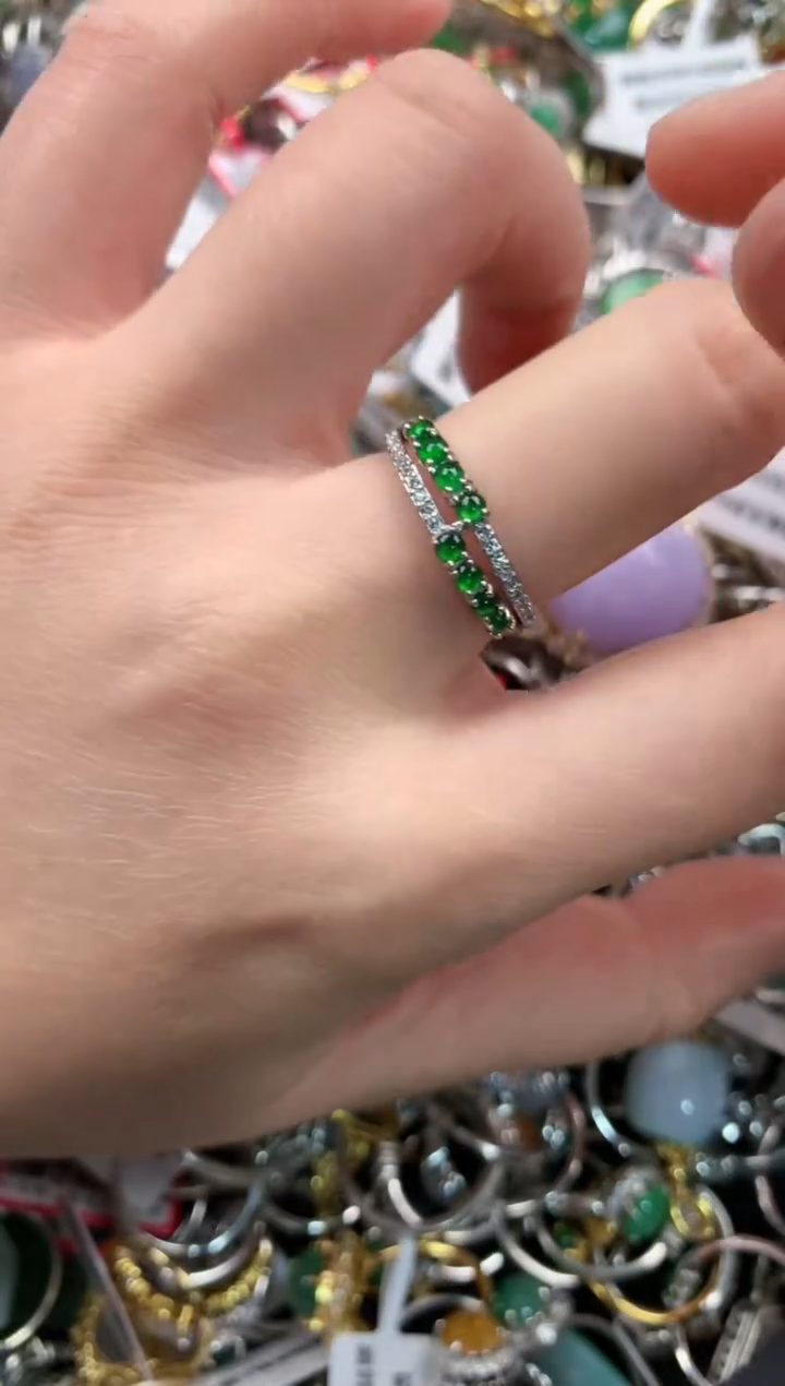 银S925镶嵌戒指翡翠555   6