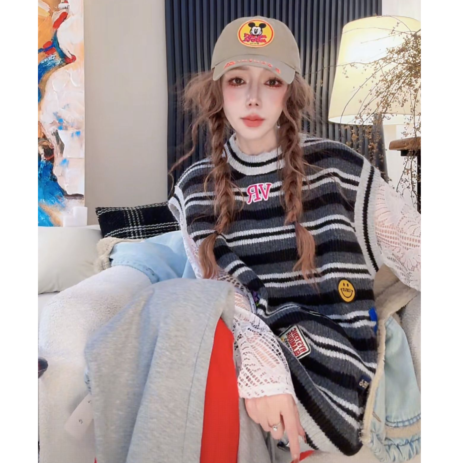 2025秋季新款时尚休闲卡通刺绣毛衣针织背心4706