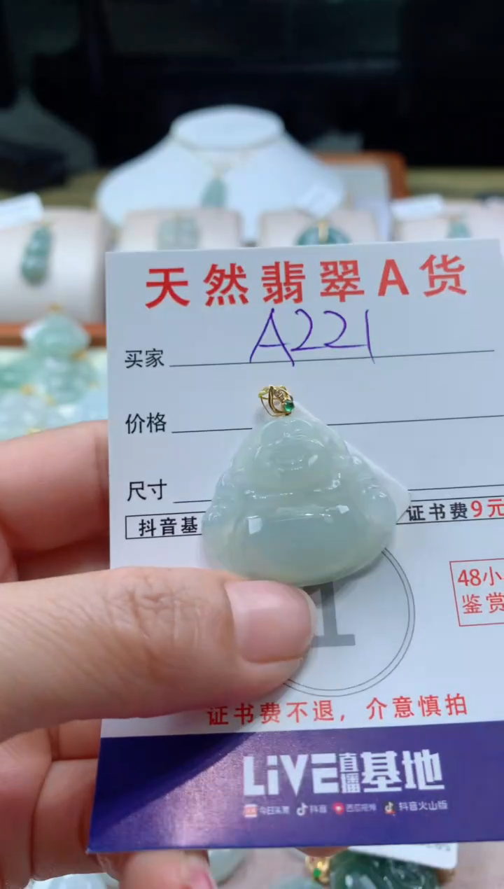 【闪购商品】翡翠颈饰18K金镶嵌天然A货翡翠挂件