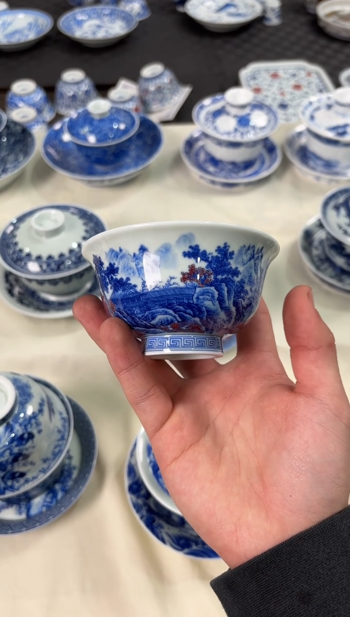 盖碗瓷景德镇陶瓷茶具清流圣境压手杯
