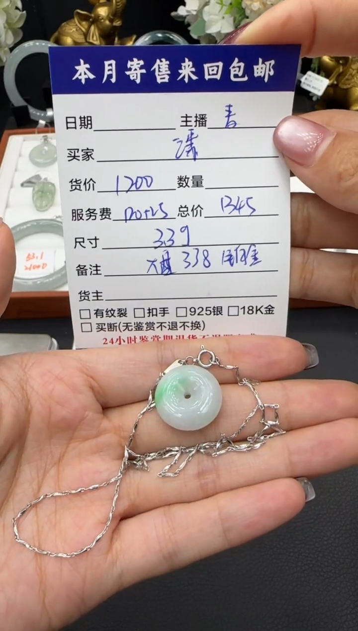 颈饰铂Pt950镶嵌翡翠?****亮挂件