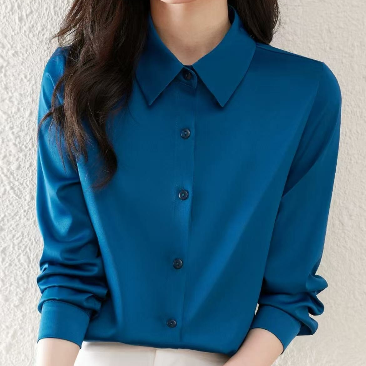 330-354桑蚕丝衬衫衬衫上衣时尚气质女装桑蚕丝极简风百搭衬衣