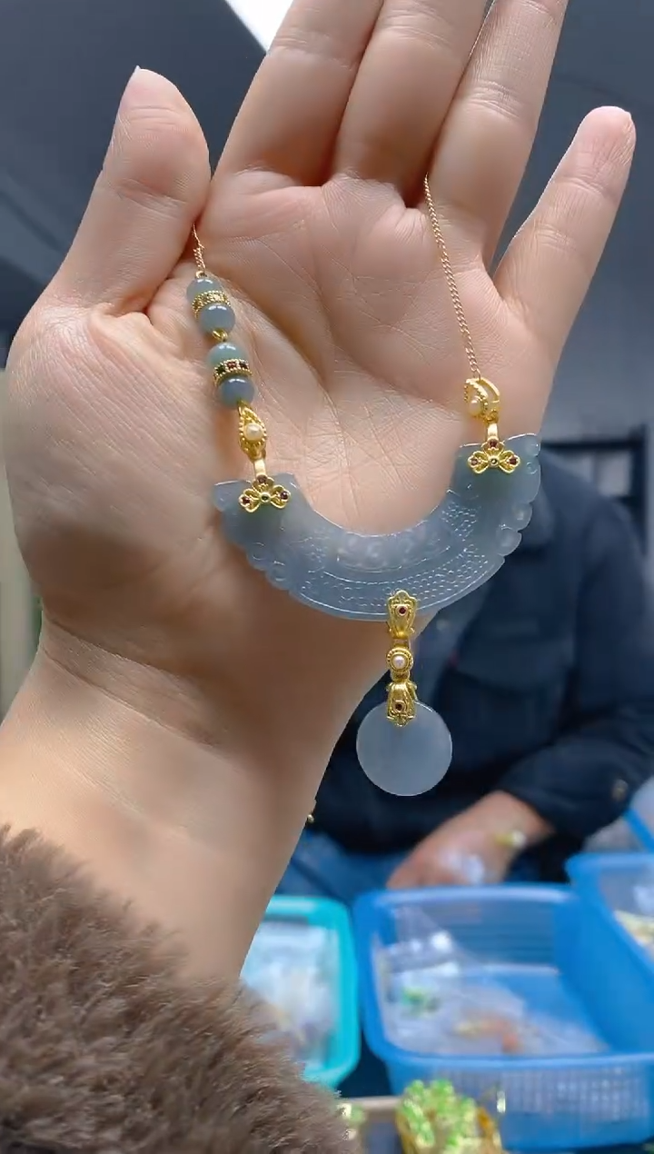 【闪购商品】翡翠耳饰合金0571翡翠锁骨链