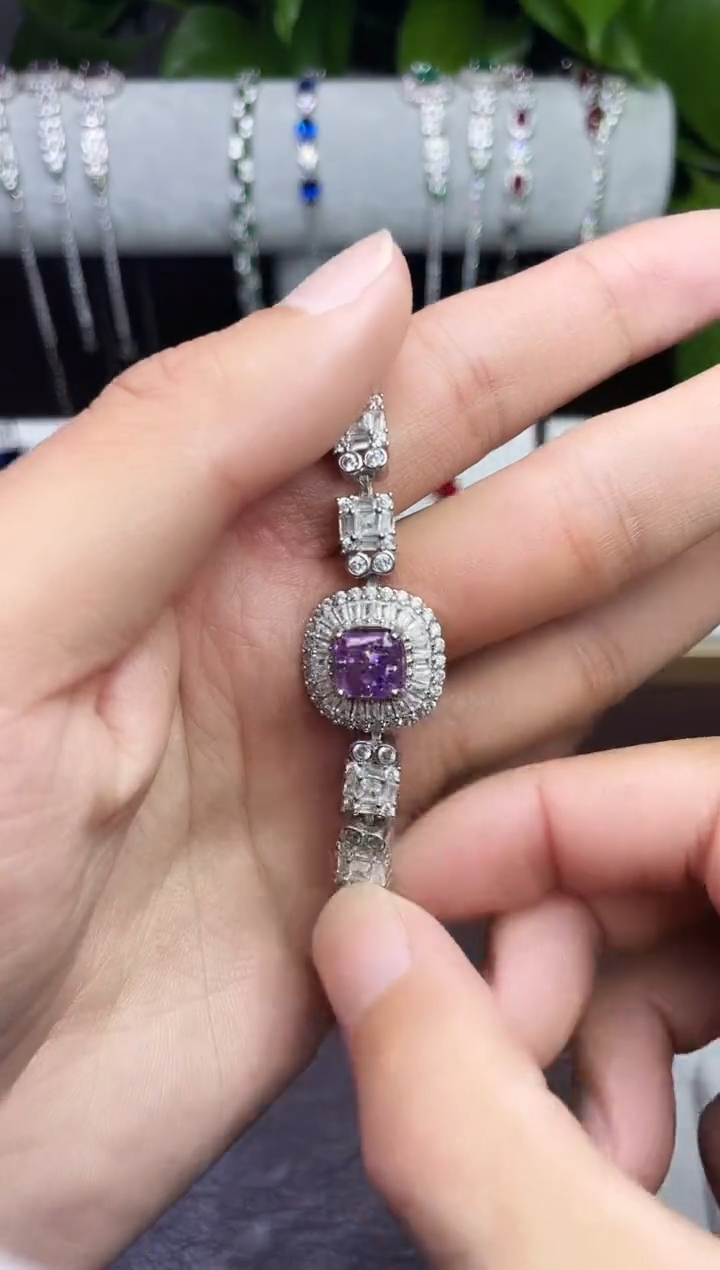 合金合成钻石紫宝手链