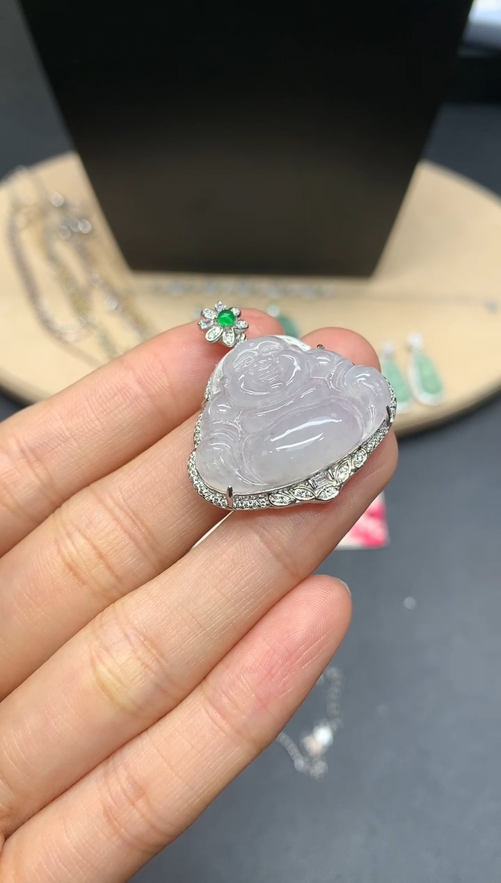 【闪购商品】翡翠吊坠(不含链)银S925镶嵌佛公【多样性发其一】