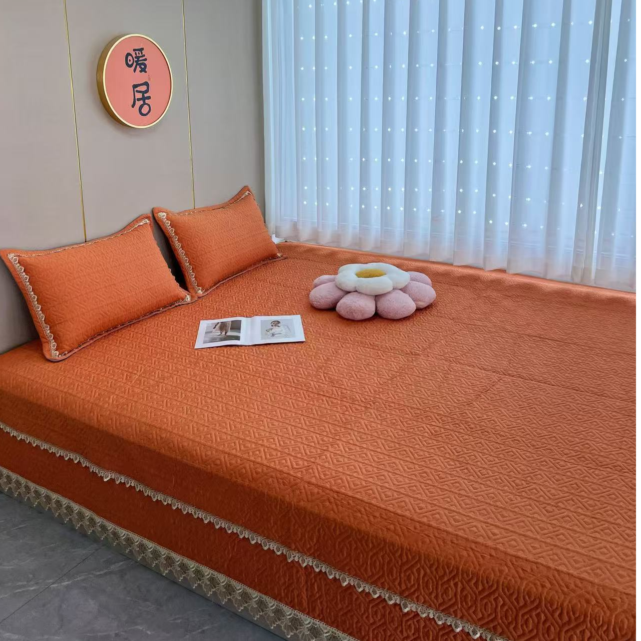 纯色定制防滑榻榻米炕盖四季通用吸汗透气可机洗可水洗加大绗缝